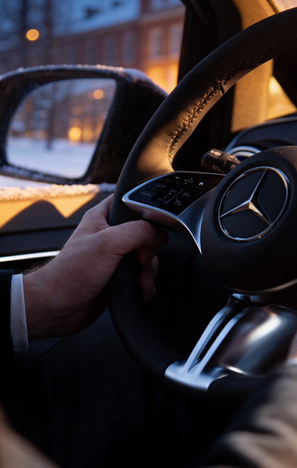 Transparent payment in our private luxury car rental accepting cash with No-talk mode and child seats and /or ski or bicycle mounts on the board